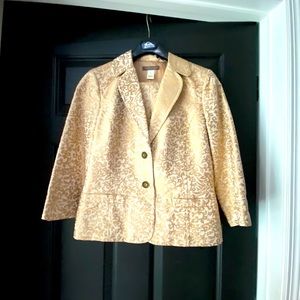 Sigrid Olsen gold and tan silk/cotton pants suit